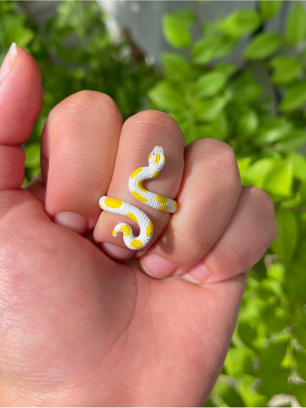 NEW! White and Yellow Snake Ring — Unique Animal Wrap Ring  (A2-88)